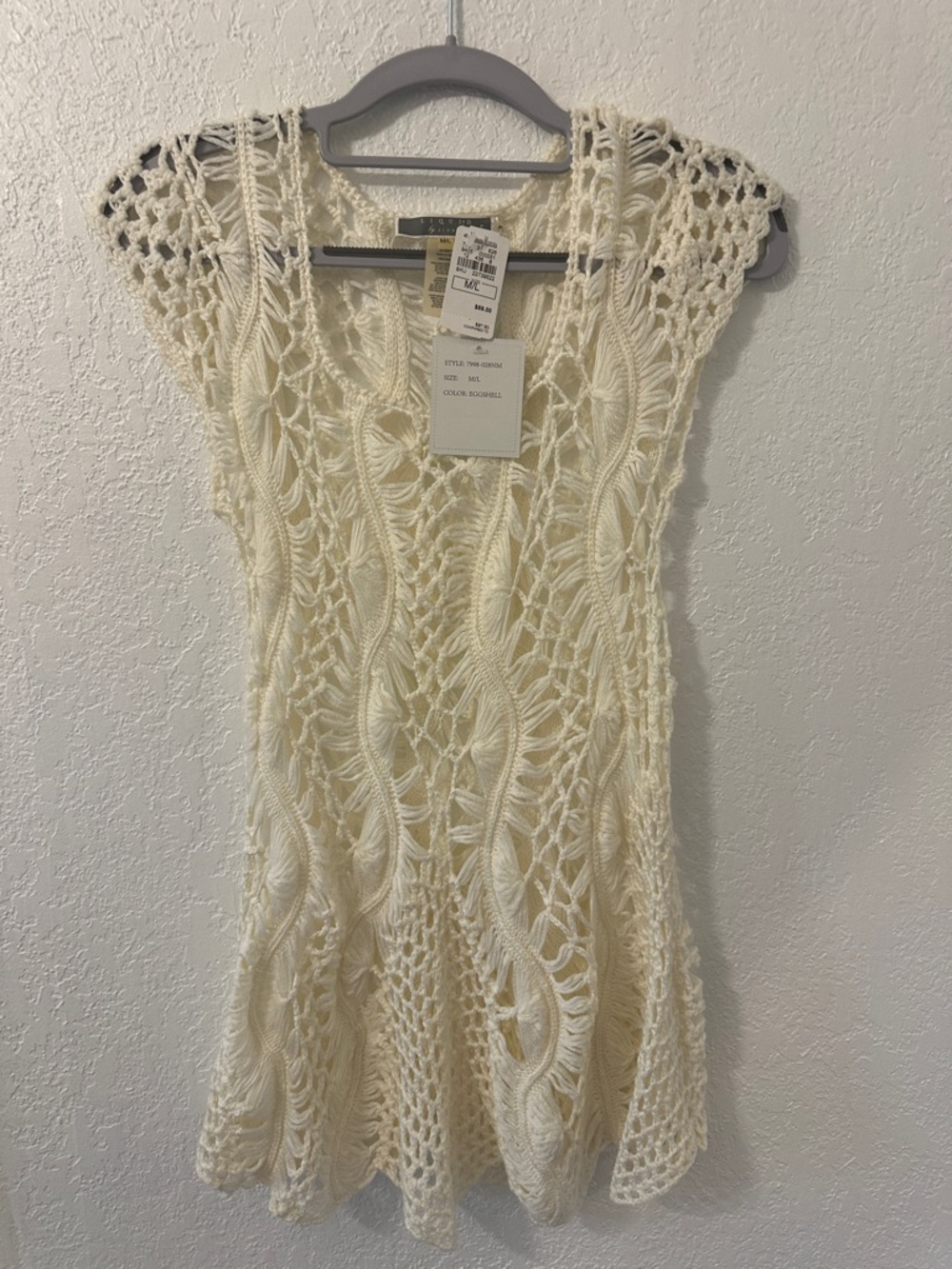 Sioni Cream Open-Knit Crochet Tunic